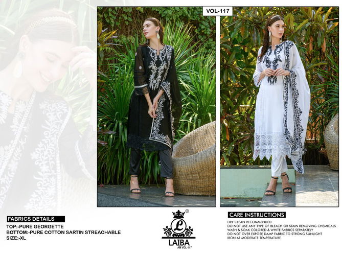 Am Vol 117 By Laiba Pure Georgette Pakistani Readymade Suits Catalog